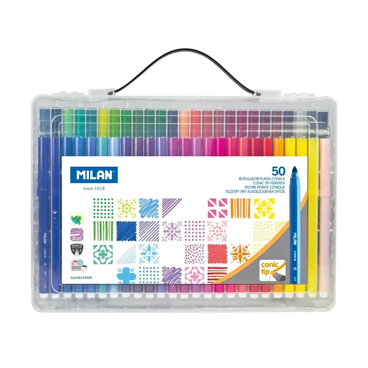 Milan Conical Tip Fibrepens (Set of 50 Colours)