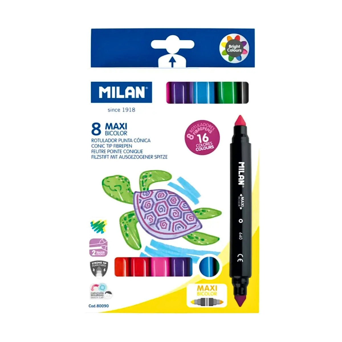 Milan Double-Ended Maxi Fibrepens Set – 16 Colours