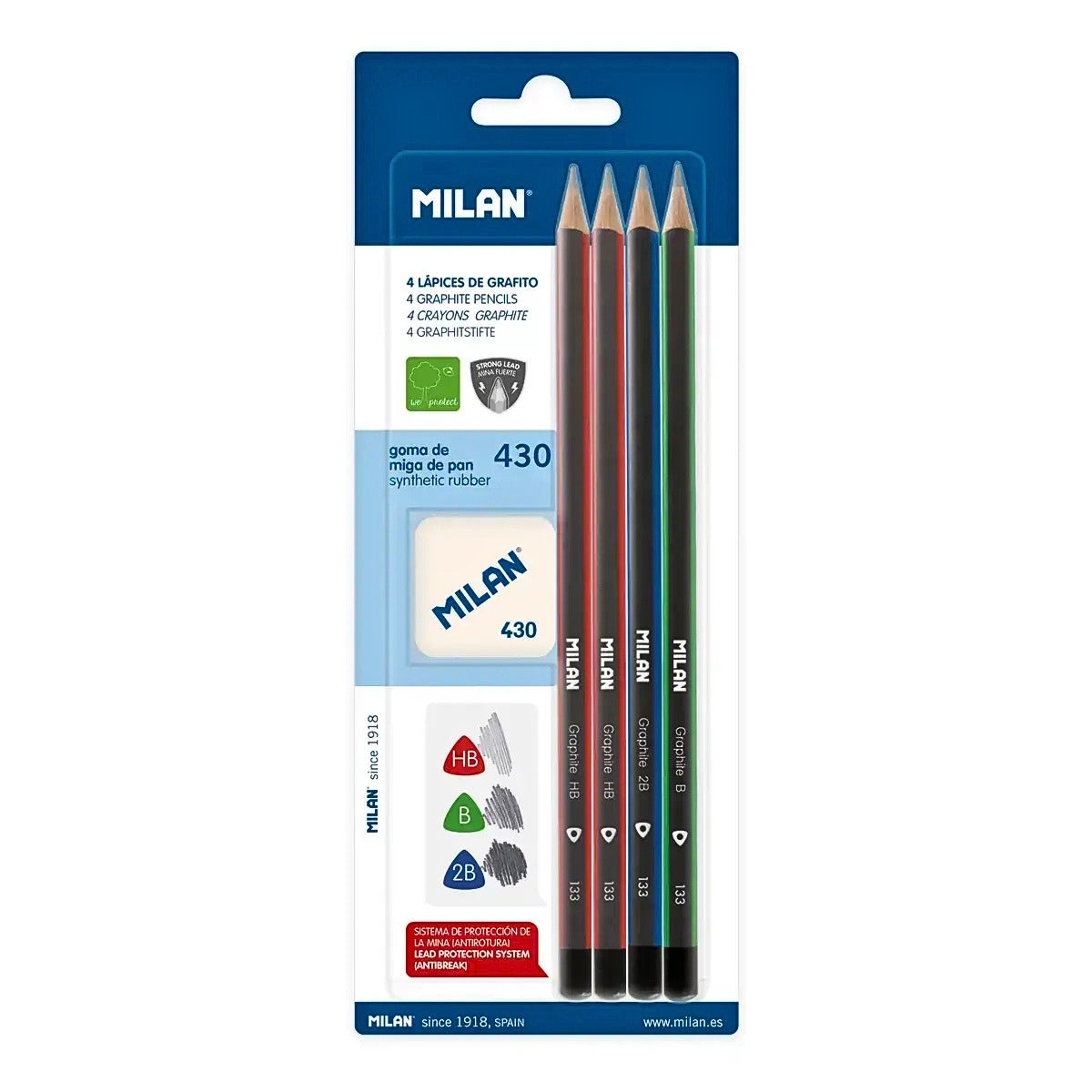 Milan Graphite Pencils & Synthetic Rubber Eraser 430 Set