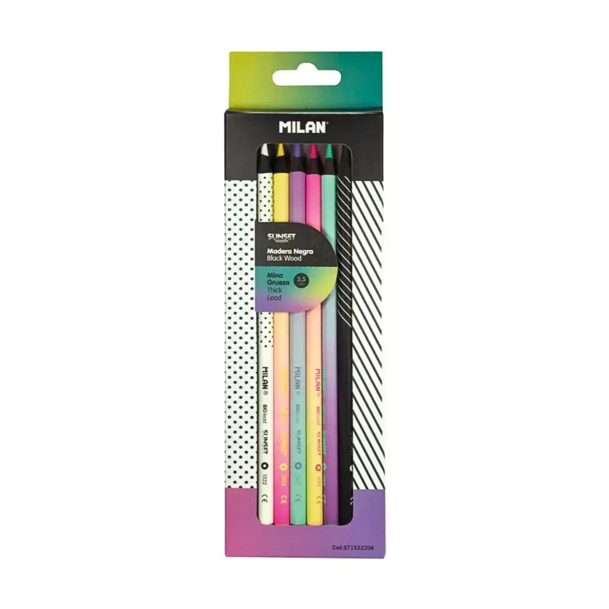Milan Round Black Wood Colour Pencils – Sunset Edition (Set of 6)
