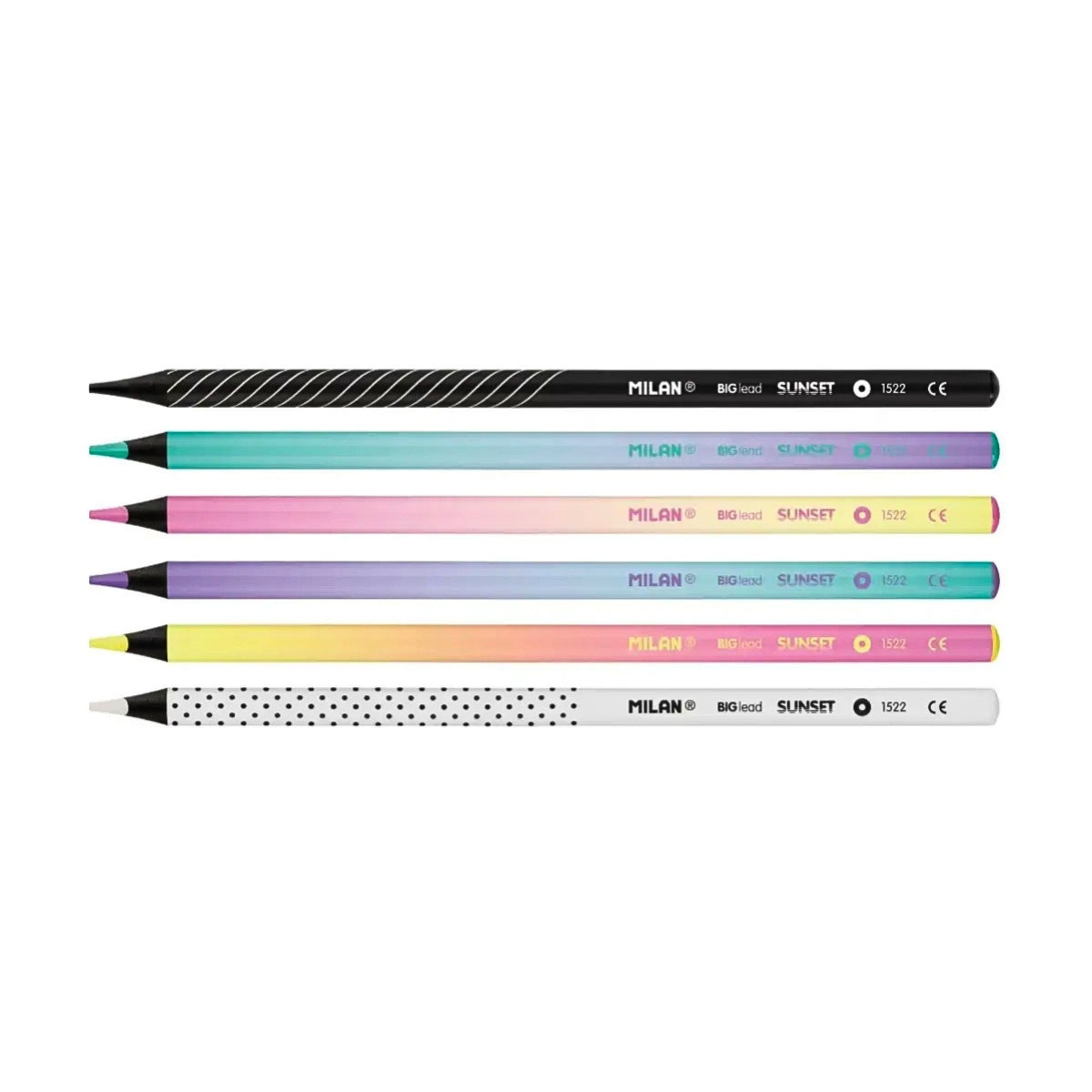 Milan Round Black Wood Colour Pencils – Sunset Edition (Set of 6)