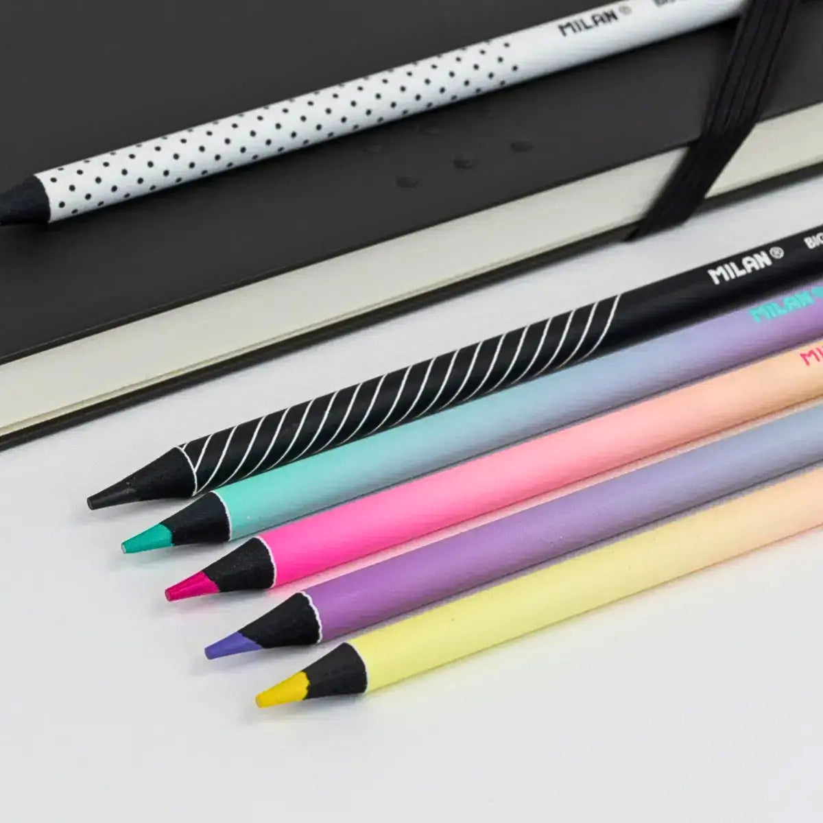 Milan Round Black Wood Colour Pencils – Sunset Edition (Set of 6)