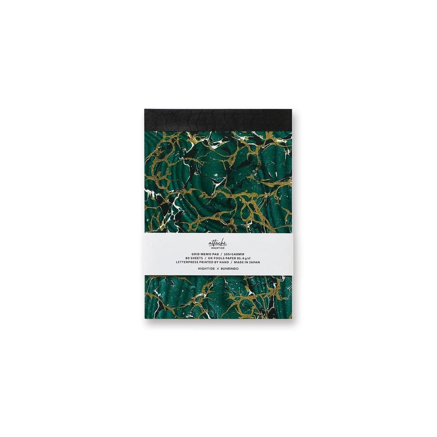 Hightide Limited Edition Attaché Letterpress Printed Memo Pad (A6, Grid) - Green