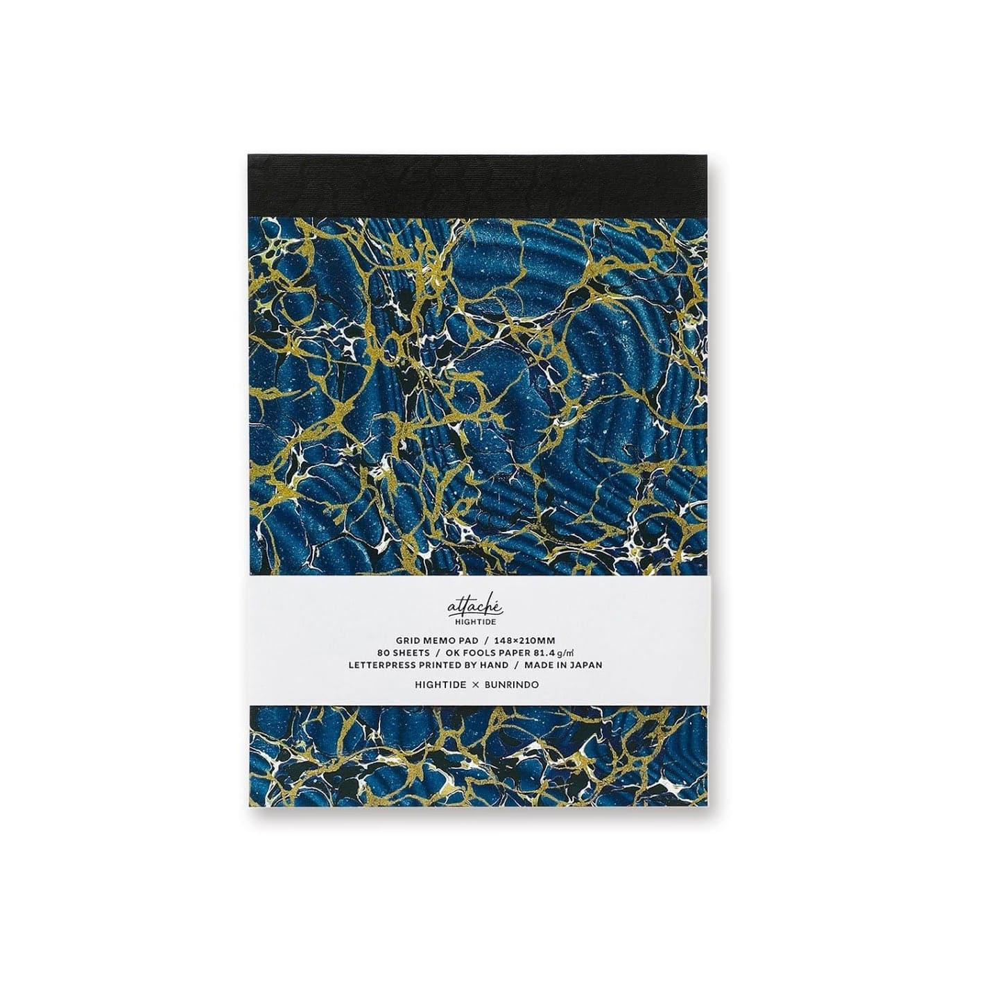 Hightide Limited Edition Attaché Letterpress Printed Memo Pad (A5, Grid) - Blue