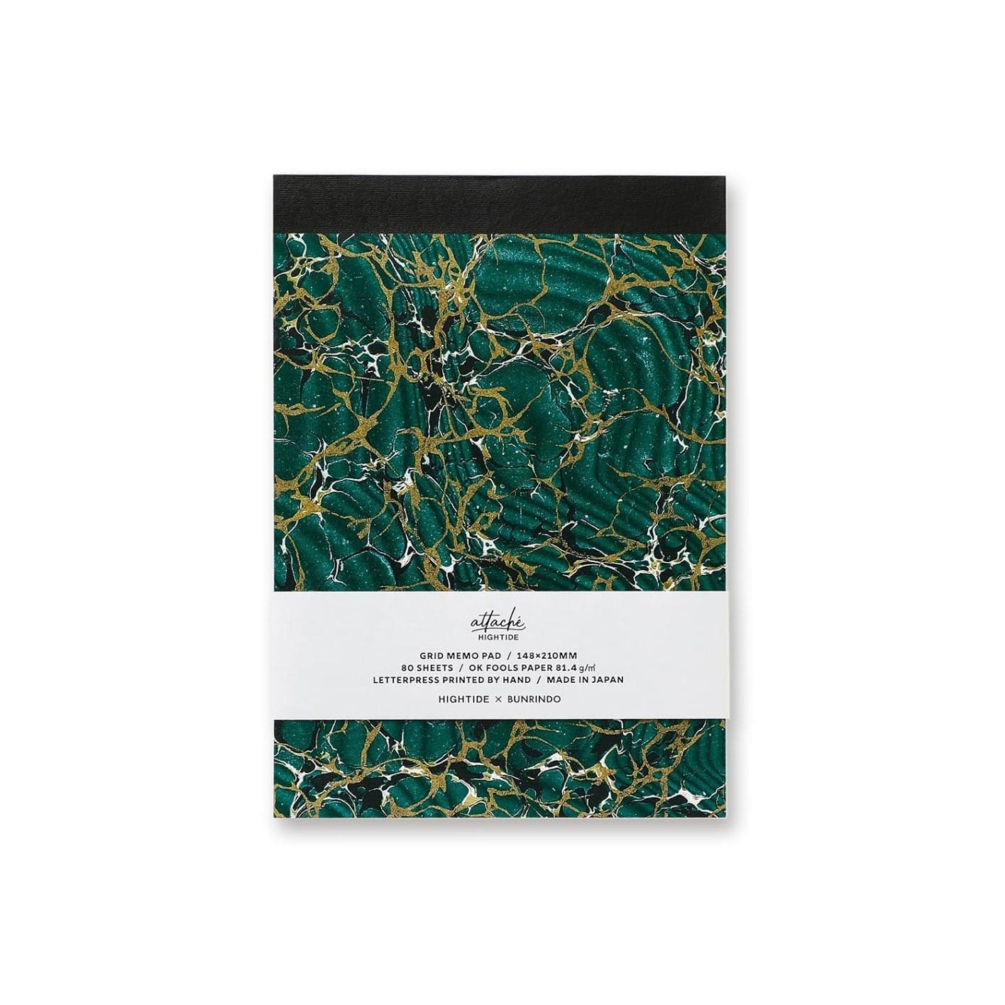 Hightide Limited Edition Attaché Letterpress Printed Memo Pad (A5, Grid) - Green